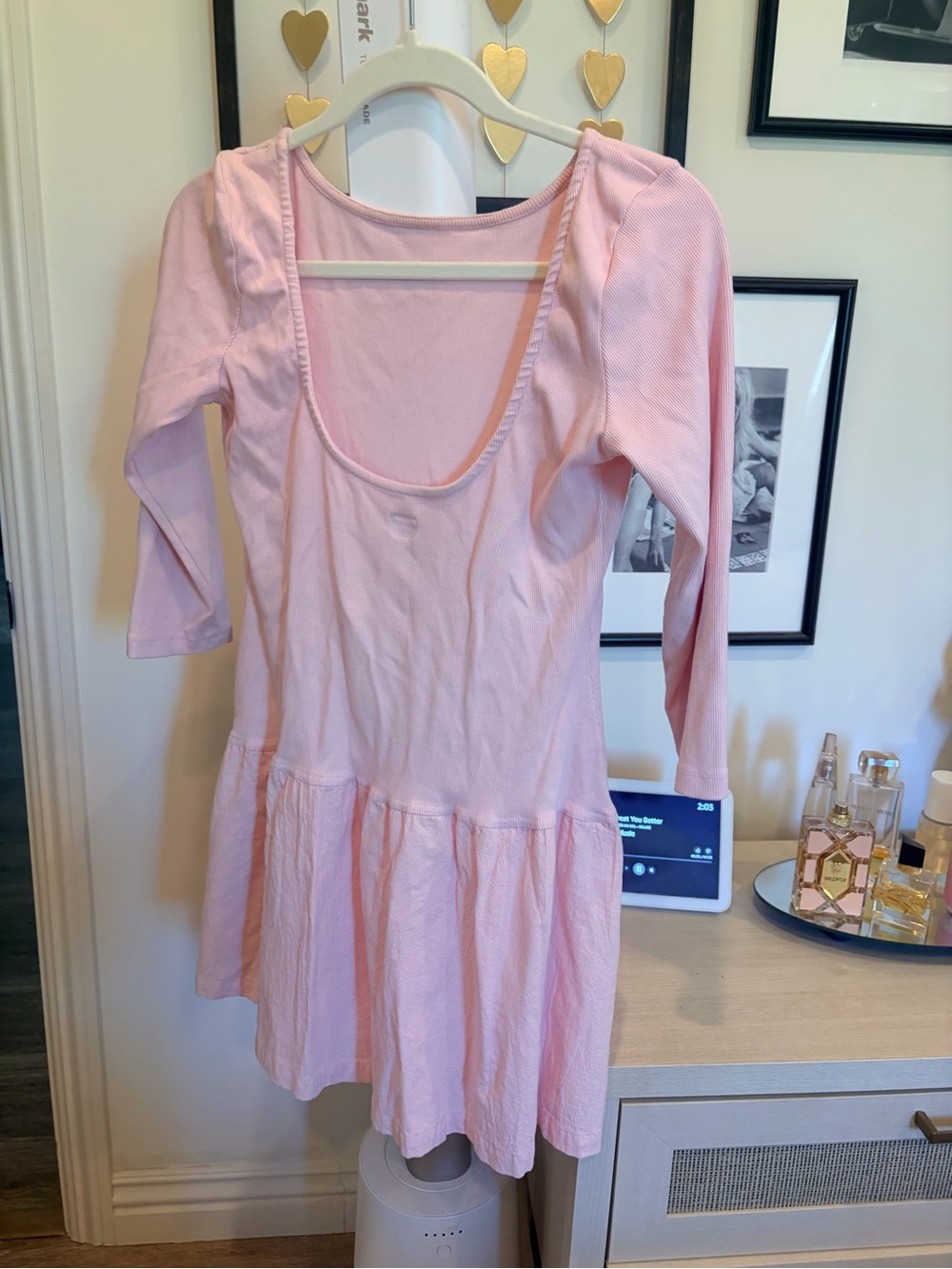 Free People Light Pink Long-Sleeve Backless Tiered Dress - Picture 2 of 5